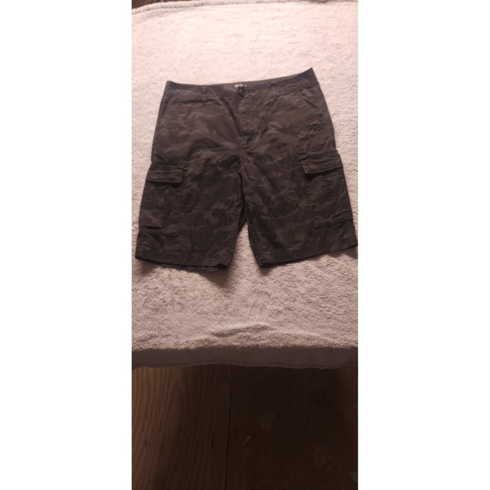 Old Navy Men's Camouflage Cargo Shorts sz34 Cotton Button Zip Pockets Flat Front
